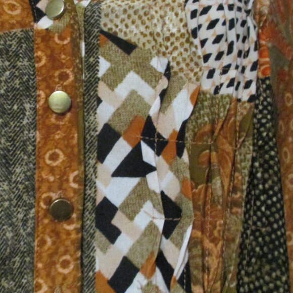 Ava & Grace top Boho Patchwork V neck flowy stretchy fall colors size 2x - Picture 4 of 8